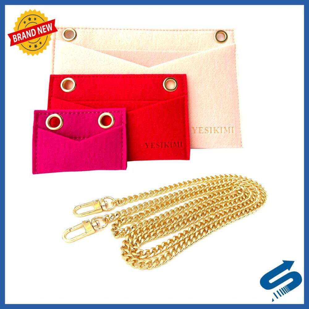 Felt Purse Organizer Insert Set with Gold Chain for Kirigami Pochette